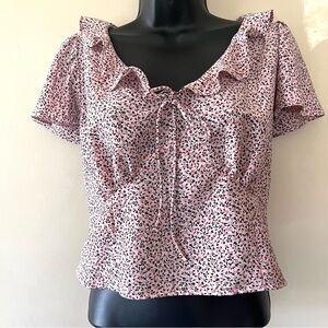Levi’s y2k style babydoll Mylene blouse top L pink ditsy coquette floral
